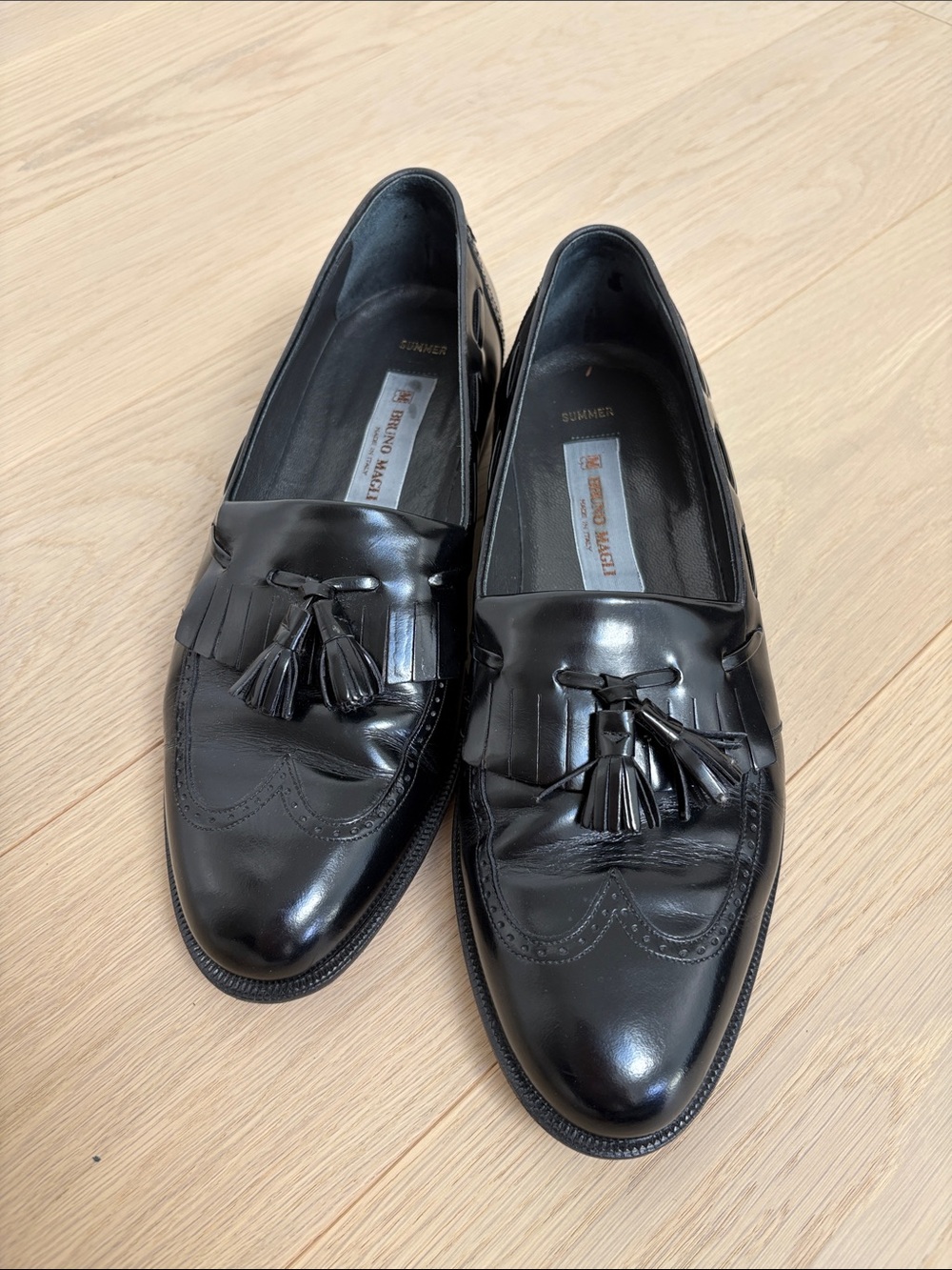 Vintage Bruno Magli Leather Kiltie Tassel Loafers
